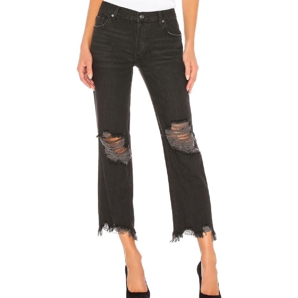 We The Free 26 Maggie Distressed Black Straight Leg Jeans Boho Festival